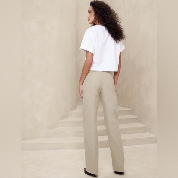 NWT! Banana Republic Natural Stone Gray Sabbia Italian Twill Straight Pant💛 - Picture 3 of 6